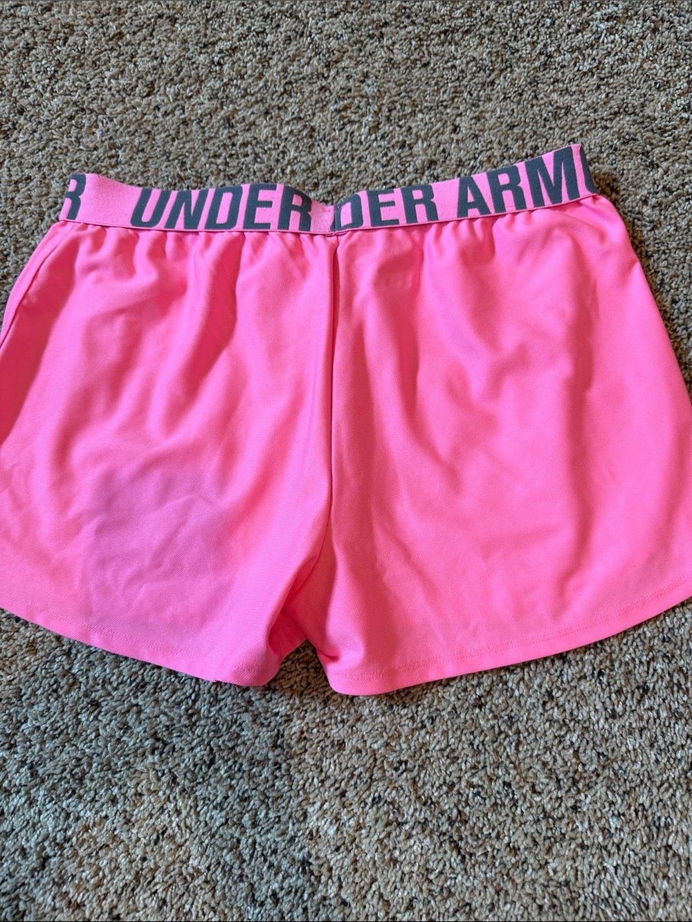 Under Armour Hot Pink Women's Athletic Shorts with Logo Waistband - Picture 3 of 3